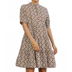 NEW BECASA resort mini dress in chocolate flora